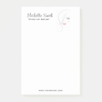 Coral pink lips make up artist branding post-it notes