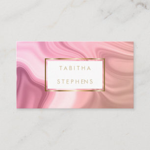 Coral Pink Melted Swirls Designer Business Business Card