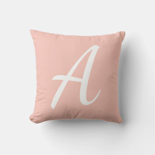 Coral Pink Monogram Cushion