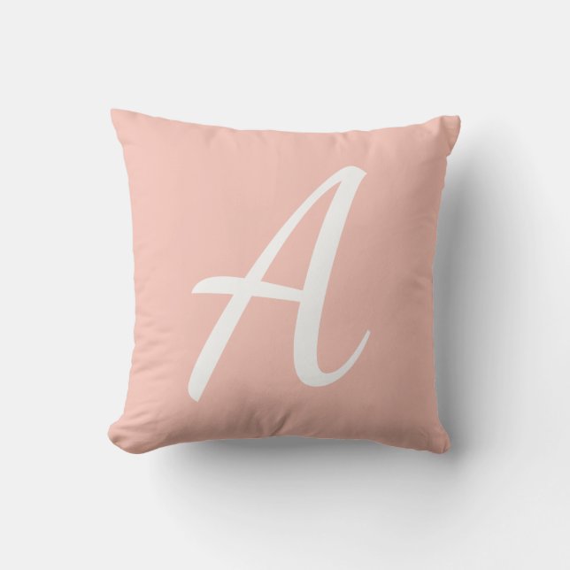 Coral Pink Monogram  Cushion (Front)