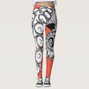 Coral Pink Octopus Tentacle Leggings 