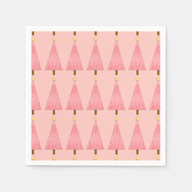 Coral Pink Ombre modern Christmas tree Napkin (Front)