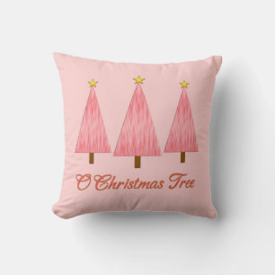 Coral Pink Ombre Pattern Modern Christmas Trees Cushion
