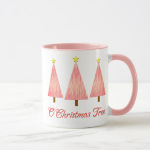 Coral Pink Ombre Pattern Modern Christmas Trees Mug