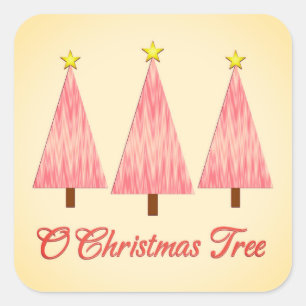 Coral Pink Ombre Pattern Modern Christmas Trees Square Sticker