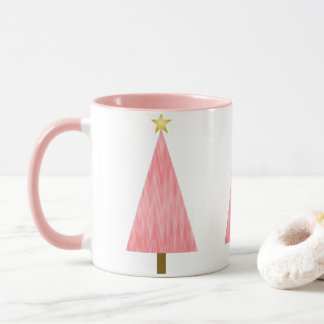 Coral Pink Ombre Retro Modern Christmas Tree Mug