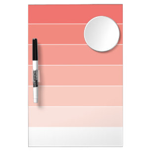 Coral Pink Ombré Stripes Dry Erase Board With Mirror