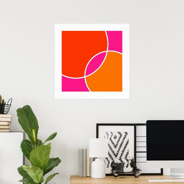 Coral Pink Orange Circles Poster (Home Office)