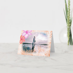 Coral, Pink Plumeria Flowers Thank You Card