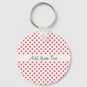 Coral Pink Polka Dots by Shirley Taylor Key Ring