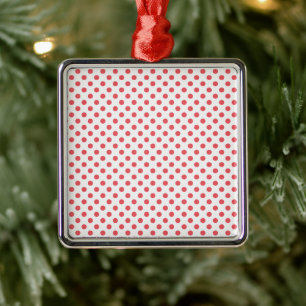 Coral Pink Polka Dots by Shirley Taylor Metal Tree Decoration