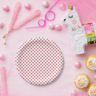Coral Pink Polka Dots by Shirley Taylor Paper Plate