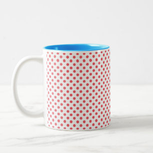 Coral Pink Polka Dots by Shirley Taylor Two-Tone Coffee Mug