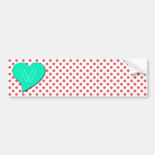 Coral Pink Polka Dots-Monogram by Shirley Taylor Bumper Sticker