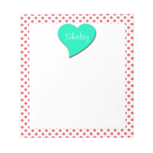 Coral Pink Polka Dots-Monogram by Shirley Taylor Notepad