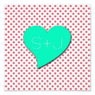 Coral Pink Polka Dots-Monogram by Shirley Taylor Photo Print