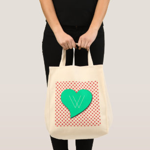 Coral Pink Polka Dots-Monogram by Shirley Taylor Tote Bag
