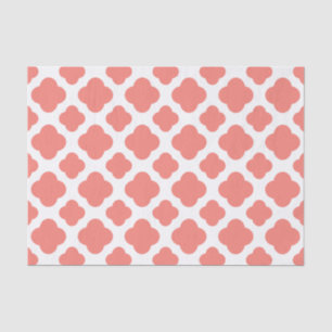 Coral Pink Quatrefoil Pattern Tissue Paper