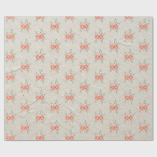 Coral Pink Rose Gold Floral Pattern Wrapping Paper