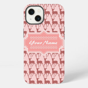 Coral Pink Salmon Deer Pattern Personalised N2 iPhone 13 Case