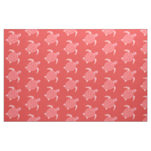 Coral Pink Sea Turtles Pattern Fabric