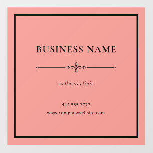 Coral Pink Simple Business Name Black Frame