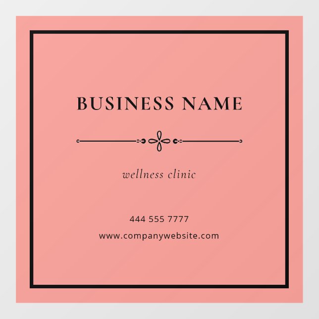 Coral Pink Simple Business Name Black Frame (Sheet)