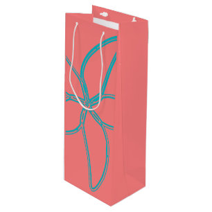 Coral Pink Starfish Wine Gift Bag