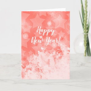 Coral pink Stars Modern chic Festive Custom text Holiday Card