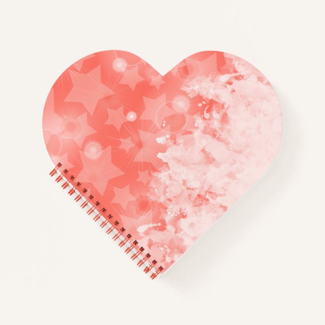 Coral pink Stars pattern White paint Modern Chic Notebook (Front)