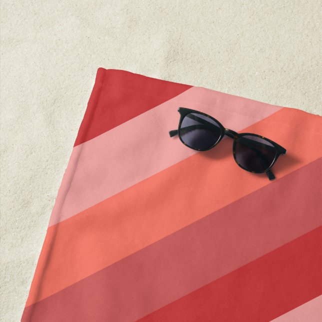 Coral Pink Stripes  Beach Towel (In Situ)