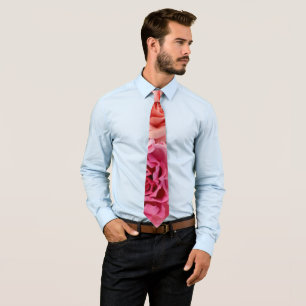 Coral & Pink Tea Rose Flowers Tie