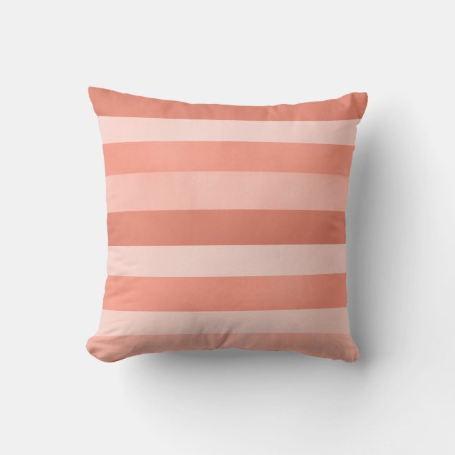 Coral Pink Textured Stripes Pattern Cushion (Front)