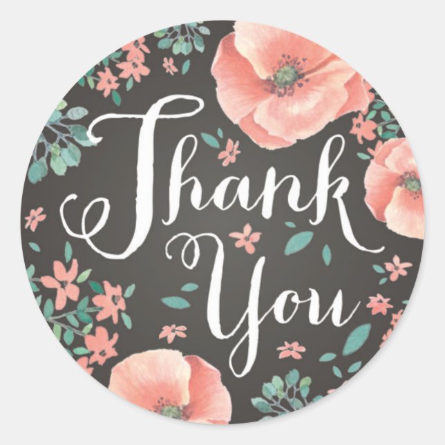 Coral Pink Thank You Sticker (Front)