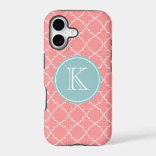 Coral pink trellis lattice pattern iPhone 5 cover
