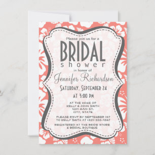 Coral Pink Tropical Hibiscus Invitation
