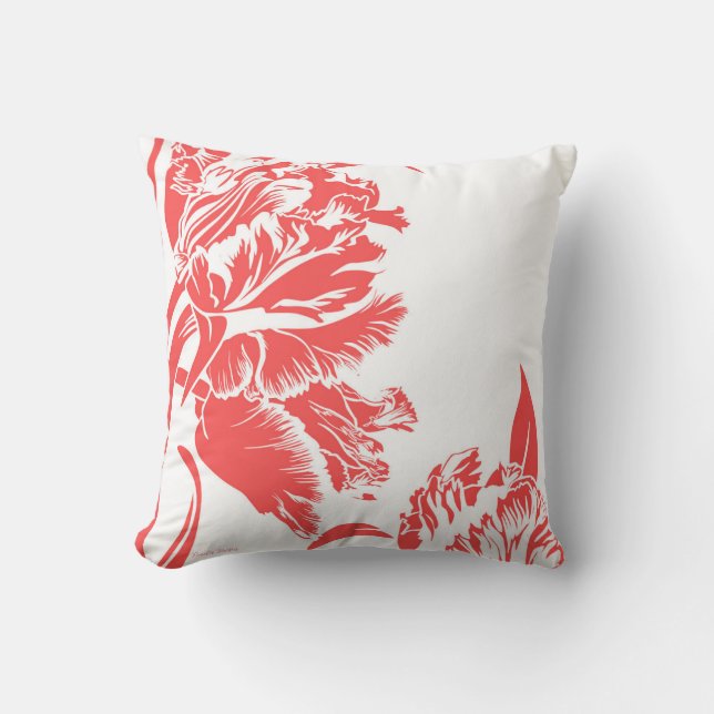 Coral Pink Tulips Bold Cushion (Front)