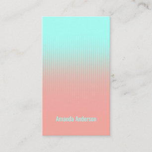 Coral Pink Turquoise Blue White Stripes Business Card