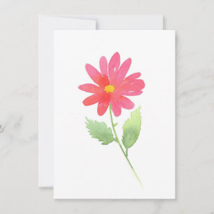Coral Pink Watercolor Daisy Card