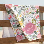 Coral Pink Watercolor Floral Pattern Monogram Name Beach Towel<br><div class="desc">Chic feminine custom bath towel with spring watercolor pale blush pink, coral, yellow, blue, and green hand painted blooms and foliage. Personalise it with your monogram and name in an elegant editable script calligraphy typeface! Could be a pretty customised birthday gift for your fiancee / wife / mother / sister....</div>