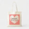 Coral pink weathered heart bridesmaid tote bag