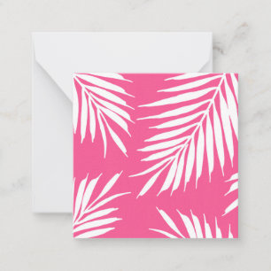 Coral Pink, White Acrylic Palm Leaves   Card