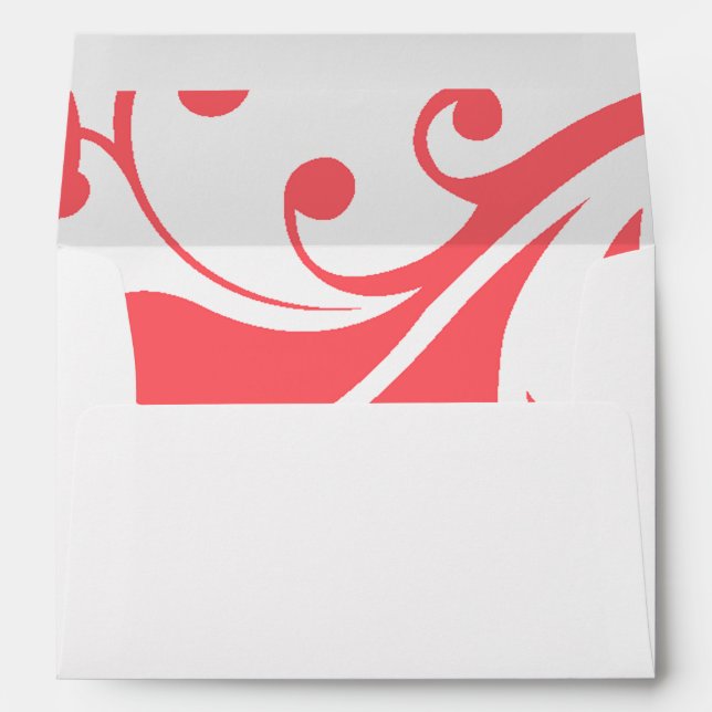 Coral Pink White Contemporary Swirls Envelope (Back (Bottom))