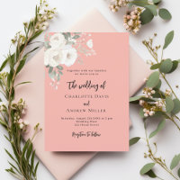 Coral pink white roses florals wedding