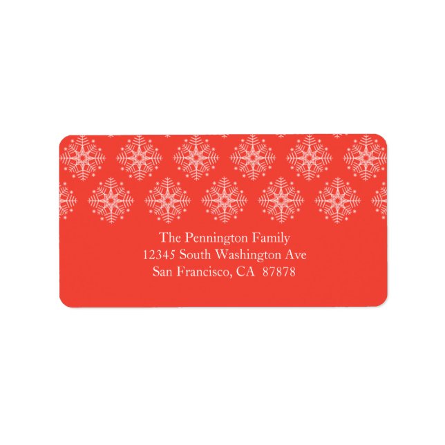 Coral pink + white snowflake winter address label (Front)
