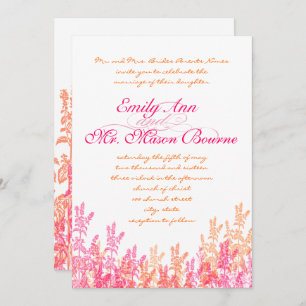 Coral & Pink Wildflower Wedding Invites