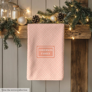Coral Plaid Kitchen Towel Elegant Aesthetic Gift