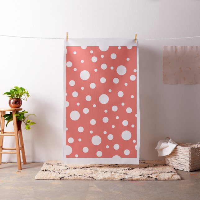 Coral Polka Dot Fabric (In Situ)
