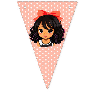 Coral Polka Dot Little Girl's Birthday  Bunting
