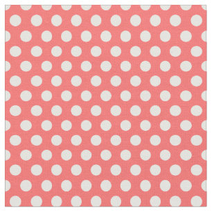 Coral Polka Dots Fabric